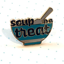 Load image into Gallery viewer, 3 pack of 1 inch hard enamel pins - Steven Page Live From Home, soup is a treat, #keep going